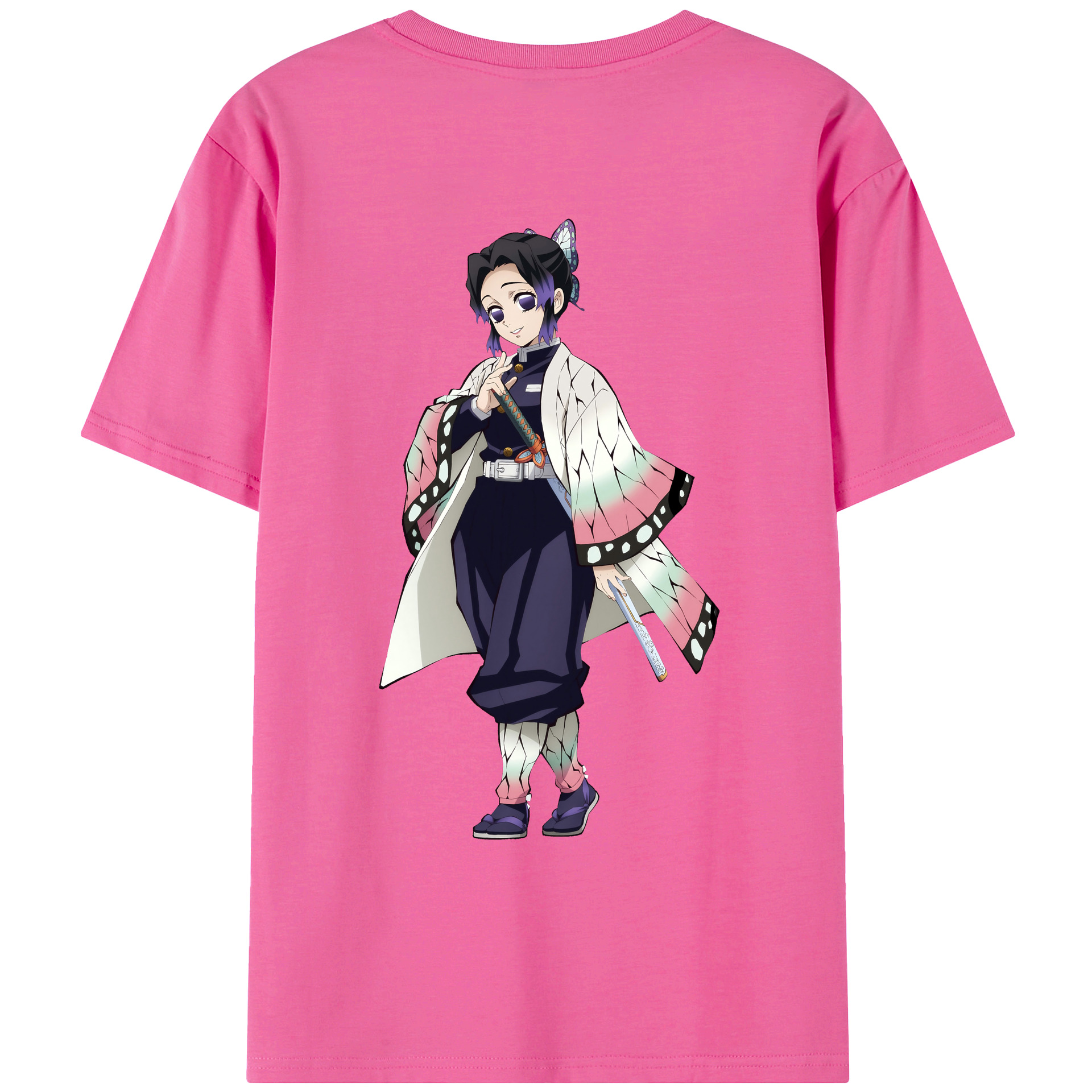 （画像用） 鬼滅の刃（きめつのやいば）蟲柱-胡蝶 しのぶ／こちょう しのぶ Kochou Shinobu レディース半袖Tシャツ(バックプリント)